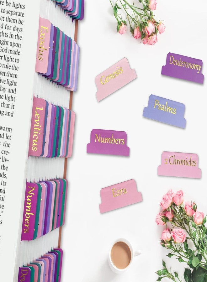 Ubenic Gold Foil Purple Bible Tabs, 100 PCS Large Print Laminated Bible tabs for Adults Kids, Easy to Read, Simple Installation, Bible Journaling Tabs - Image 5