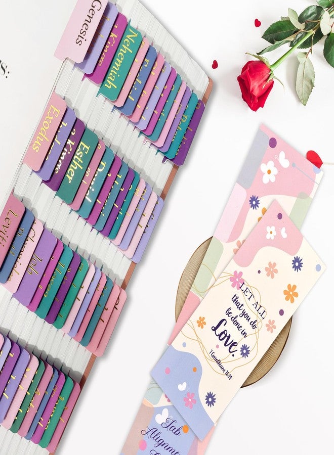 Ubenic Gold Foil Purple Bible Tabs, 100 PCS Large Print Laminated Bible tabs for Adults Kids, Easy to Read, Simple Installation, Bible Journaling Tabs - Image 2