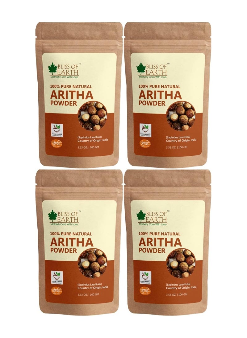 BLISS OF EARTH Bliss of Earth 100% Pure Reetha Powder 100GM Aritha Powder |Natural & Chemically Free Hair Cleanser Gorgeous & Silky Hair pack of 4  - Image 1