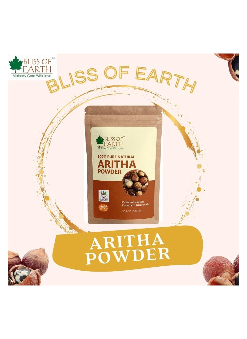 BLISS OF EARTH Bliss of Earth 100% Pure Reetha Powder 100GM Aritha Powder |Natural & Chemically Free Hair Cleanser Gorgeous & Silky Hair pack of 4  - Image 2