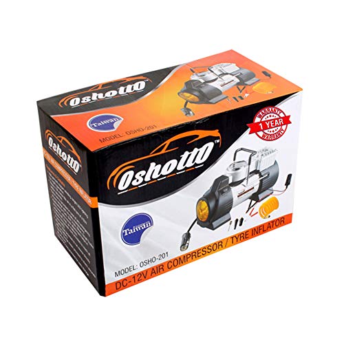 Oshotto أوشوتو 12 فولت - ضاغط هواء مزدوج الأسطوانة للاستخدام الثقيل - هيكل فولاذي - Image 1