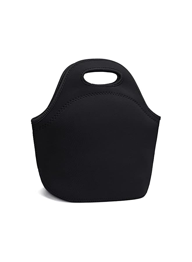 Zaboon Bag Elecdon Neoprene Lunch Bags Thermal Insulated Lunch Tote Bag Lightweight Insulated Reusable Washable Neoprene Picnic Bag For Women Men Student Lunch Box Bag (Black)  - Image 2