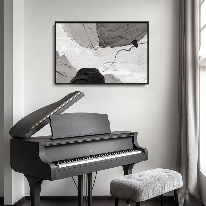 Cuspin Framed Black and White Abstract Canvas Wall Art, Large Modern Art Prints Paintings Artwork for Walls, Minimalist Gray Pictures for Living Room Bedroom Dining Room Office Bathroom Wall Decor 24x36 In - Image 3