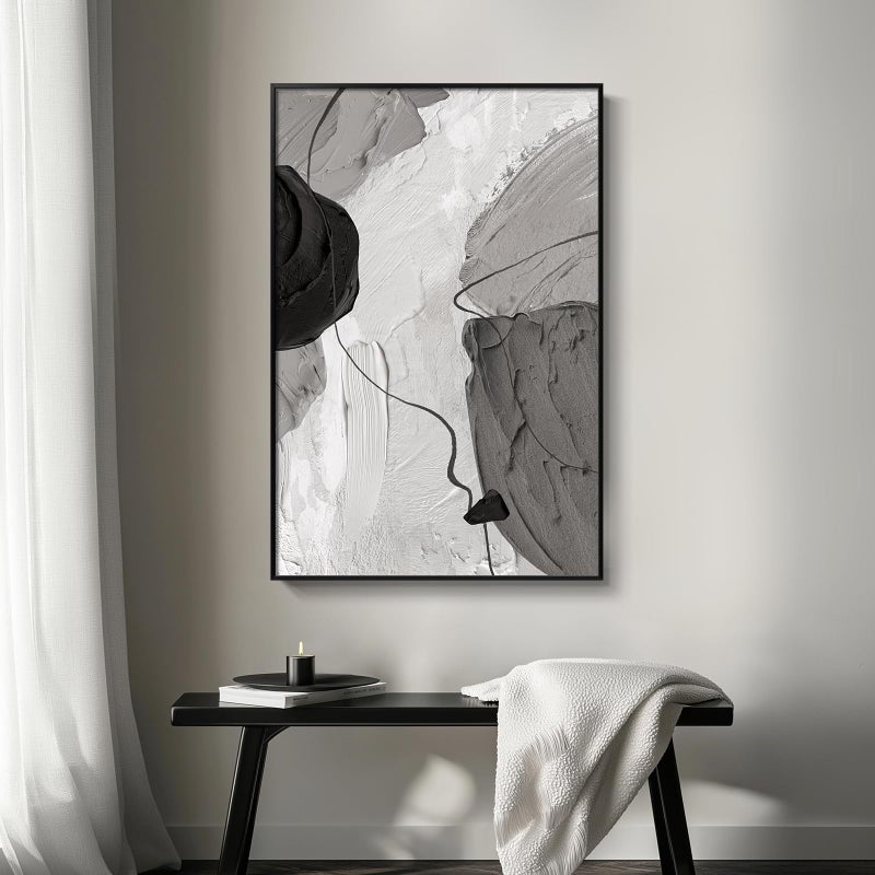 Cuspin Framed Black and White Abstract Canvas Wall Art, Large Modern Art Prints Paintings Artwork for Walls, Minimalist Gray Pictures for Living Room Bedroom Dining Room Office Bathroom Wall Decor 24x36 In - Image 5
