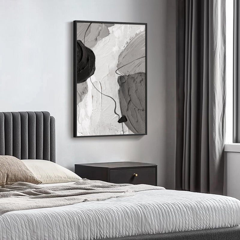 Cuspin Framed Black and White Abstract Canvas Wall Art, Large Modern Art Prints Paintings Artwork for Walls, Minimalist Gray Pictures for Living Room Bedroom Dining Room Office Bathroom Wall Decor 24x36 In - Image 2