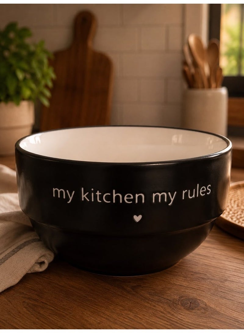 Set of 2 Premium Porcelain Soup Bowls – Modern Design with Fun Slogans – Classic Black & White - Image 3