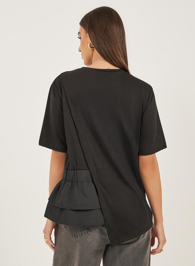 Styli Solid Ruffled Boxy T-Shirt  - Image 4