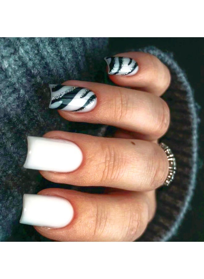 Goolsky 24PCS French Zebra-Striped Press-on Nails - Euro-American Style Wearable Fake Nail Tips - Image 3