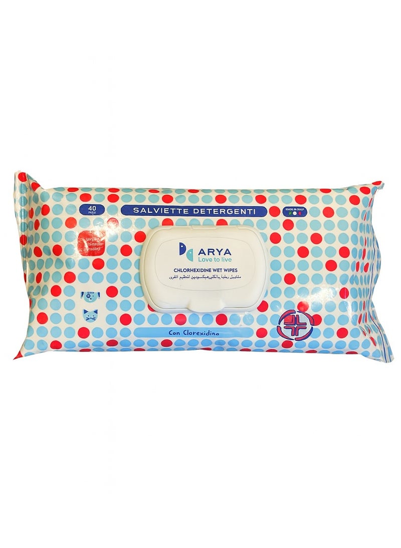 Aryaa Cat Wipes Chlorhexidine - 40 Wipes - Italian Made Cat Wet Wipes