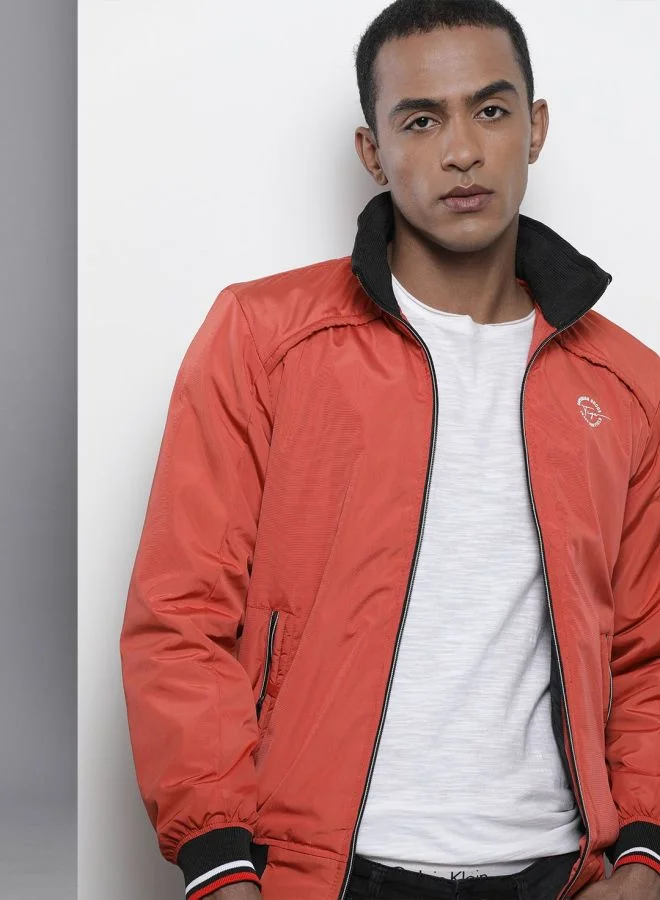 ذا انديان كراج كو The Indian Garage Co Men Slim Fit Solid High Neck Long Sleeves Jacket