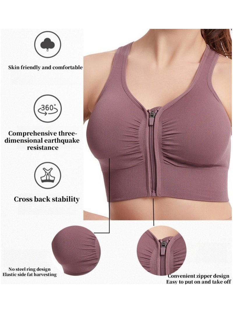 Generic High Strength Front Zipper Sports Bra, No Steel Ring Gathering, Yoga Shockproof Running Women's Sports Bra  - Image 3