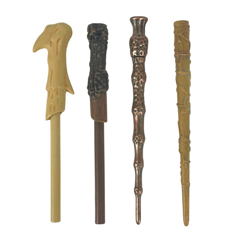 Harry Potter Wizarding World Wand Pens Set of 4 - Voldemort, Hermione, Dumbledore Wands - Image 1