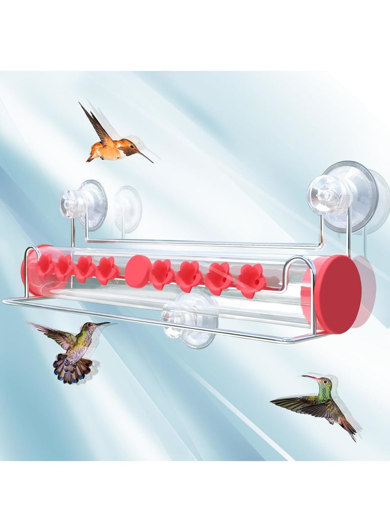 SOLARAE Window Hummingbird Feeder for Outdoors, Strong Suction Cup Hummingbird Feeder for Window with 8 Feeding Ports, Hummingbird Feeder Window Mount, Ant and Bee Proof, Easy to Clean and Refill - Image 1
