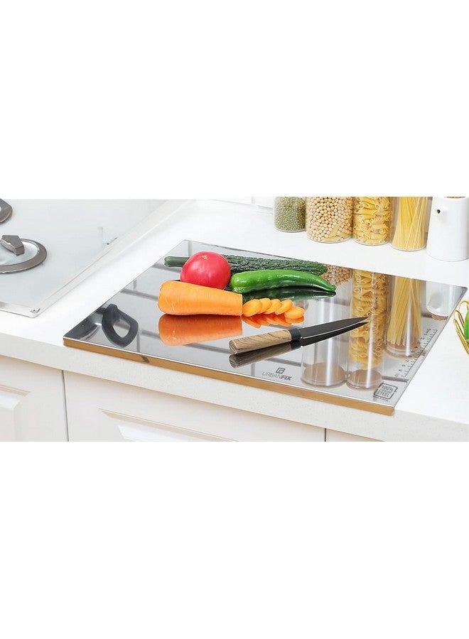 URBANFIX UrbanFix Counter Top Chopping Board Stainless Steel - Extra Large, 60x47x1.2cm Heavy Duty Multipurpose Worktop Platform with Round Edge | Hygiene, Easy to Clean + 25 MM Bend  - Image 2