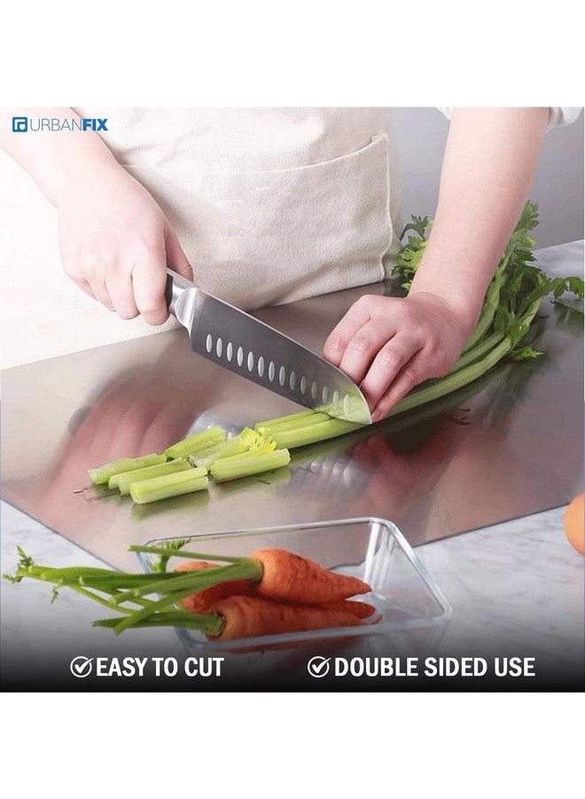 URBANFIX UrbanFix Counter Top Chopping Board Stainless Steel - Extra Large, 60x47x1.2cm Heavy Duty Multipurpose Worktop Platform with Round Edge | Hygiene, Easy to Clean + 25 MM Bend  - Image 5