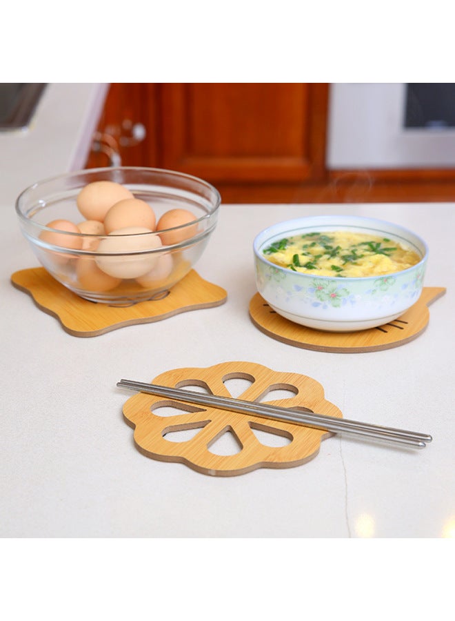 Wholesale Household Wooden Dish Anti-scalding Mat Kitchen Table Tray Bowl Coaster Padded Dining Table Non-slip Heat Insulation Mat-Color:Square Apple  - Image 5