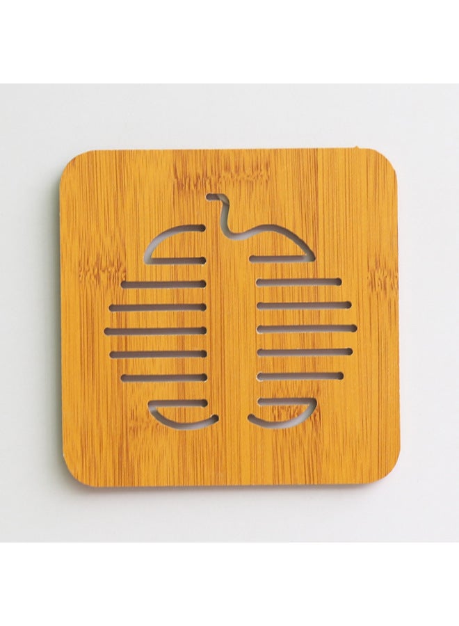 Wholesale Household Wooden Dish Anti-scalding Mat Kitchen Table Tray Bowl Coaster Padded Dining Table Non-slip Heat Insulation Mat-Color:Square Apple  - Image 1