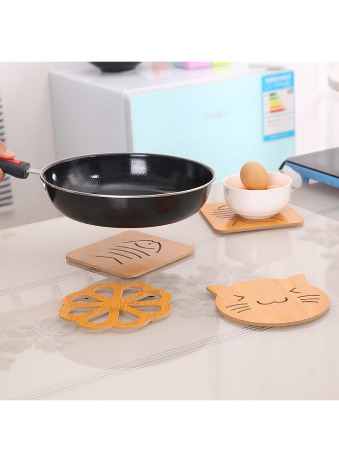 Wholesale Household Wooden Dish Anti-scalding Mat Kitchen Table Tray Bowl Coaster Padded Dining Table Non-slip Heat Insulation Mat-Color:Square Apple  - Image 4