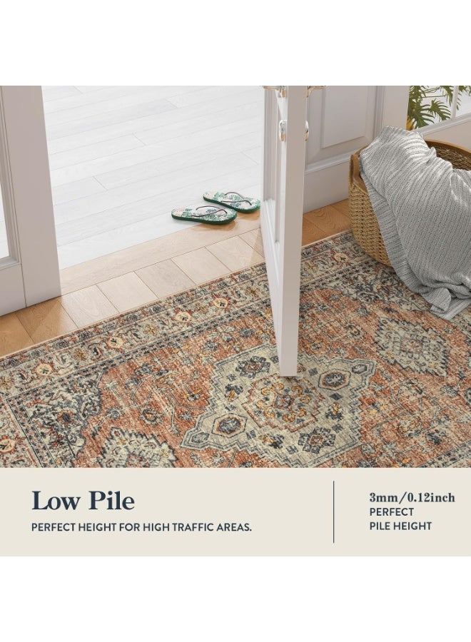 Retro Persian style living room coffee table bedroom carpet - anti slip, stain resistant, easy to clean, washable, soft and comfortable area carpet - Image 2