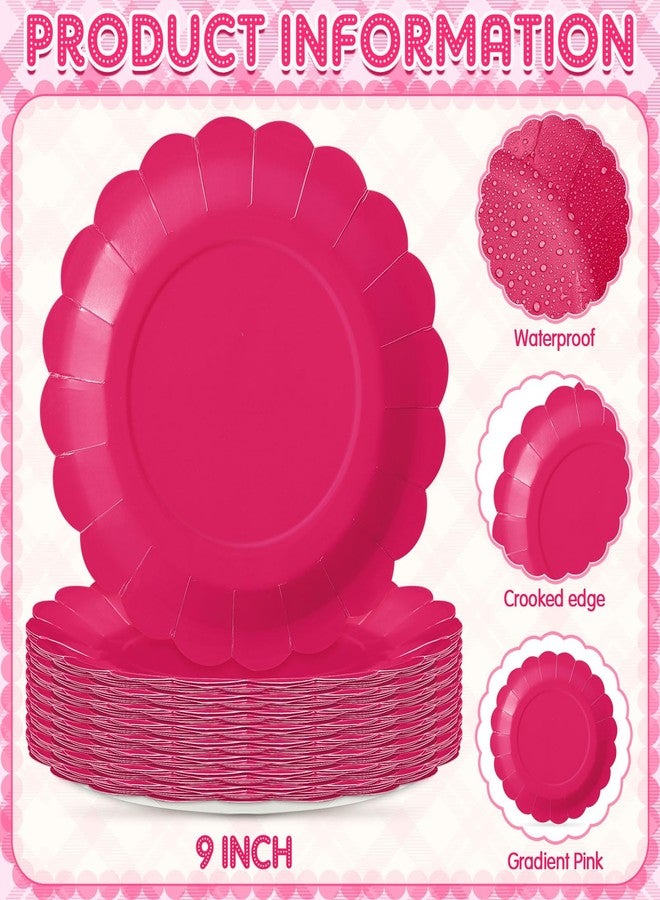 Tiangrid 60 Pcs Pink and Orange Paper Plates 9 Inch Scalloped Disposable Round Dessert Paper Plates Party Decoration for Margs and Matrimony Bachelorette Party Women Birthday Baby Shower Wedding - Image 4