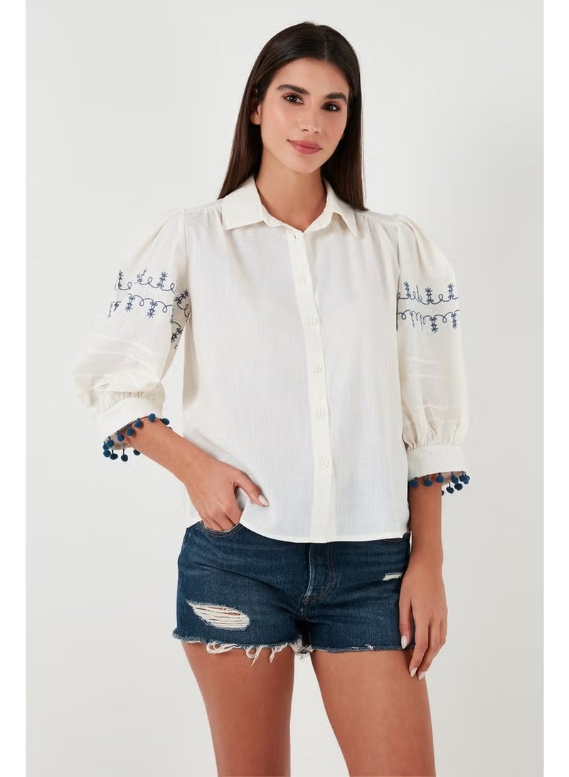 Lela Cotton Regular Fit Balloon Three Quarter Sleeve Shirt Women's Shirt 611GO0302 - Image 4