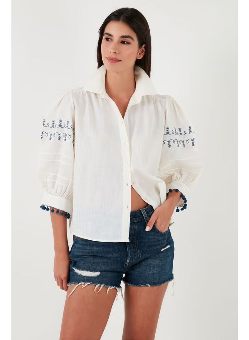 Lela Cotton Regular Fit Balloon Three Quarter Sleeve Shirt Women's Shirt 611GO0302 - Image 2