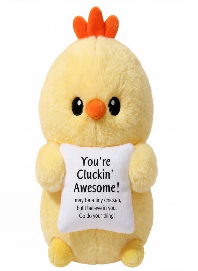 Hollowfly 10 Inch Chicken Plush Stuffed Animal Gifts for Girl Boy, Cute Stuff Active Support Gift for Women Men Graduation Teacher Appreciation, Emotional Chick Holding Pillow Positive Decor - Image 1