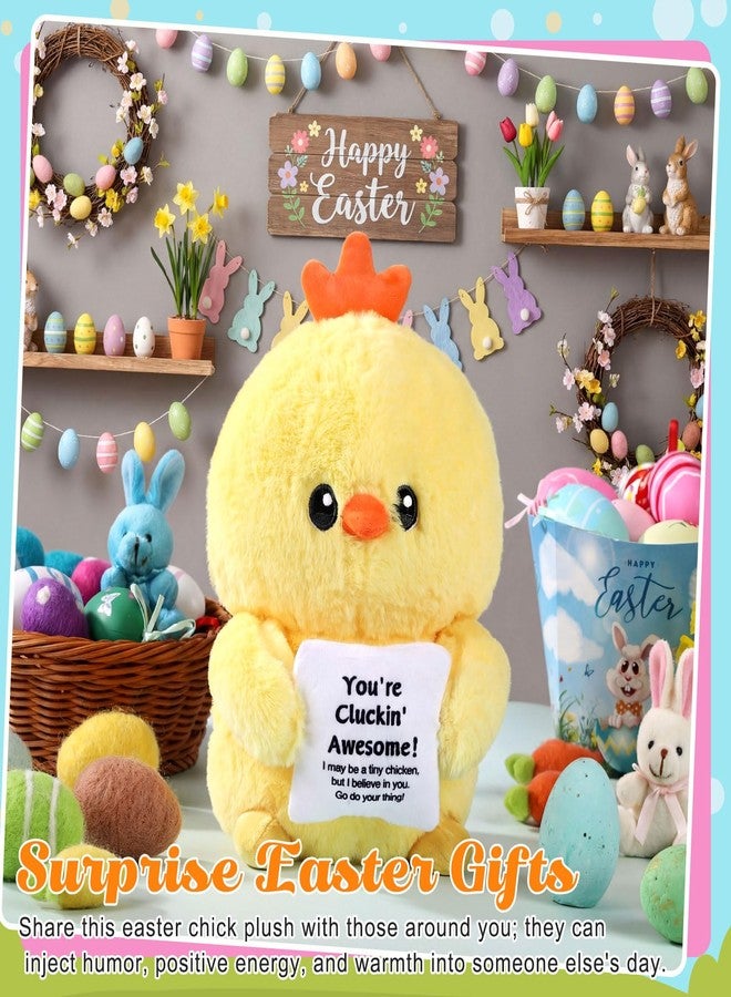 Hollowfly 10 Inch Chicken Plush Stuffed Animal Gifts for Girl Boy, Cute Stuff Active Support Gift for Women Men Graduation Teacher Appreciation, Emotional Chick Holding Pillow Positive Decor - Image 4