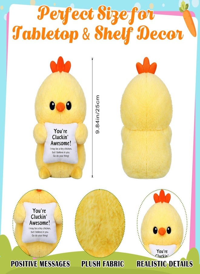 Hollowfly 10 Inch Chicken Plush Stuffed Animal Gifts for Girl Boy, Cute Stuff Active Support Gift for Women Men Graduation Teacher Appreciation, Emotional Chick Holding Pillow Positive Decor - Image 2
