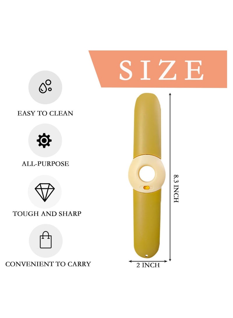 5 in 1 Kitchen Peeler, Portable Multifunctional Travel Stainless Steel Fruit Knife with Lid, Bottle Opener Orange Peeler Fruit Vegetable Peeler for Kitchen, Outdoor Travel, Camping (Yellow) - Image 2