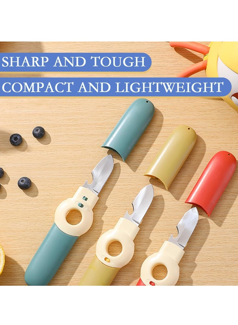 5 in 1 Kitchen Peeler, Portable Multifunctional Travel Stainless Steel Fruit Knife with Lid, Bottle Opener Orange Peeler Fruit Vegetable Peeler for Kitchen, Outdoor Travel, Camping (Yellow) - Image 5