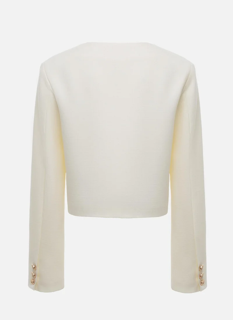 Lichi  Cropped straight jacket with large buttons for Women | Best Price UAE