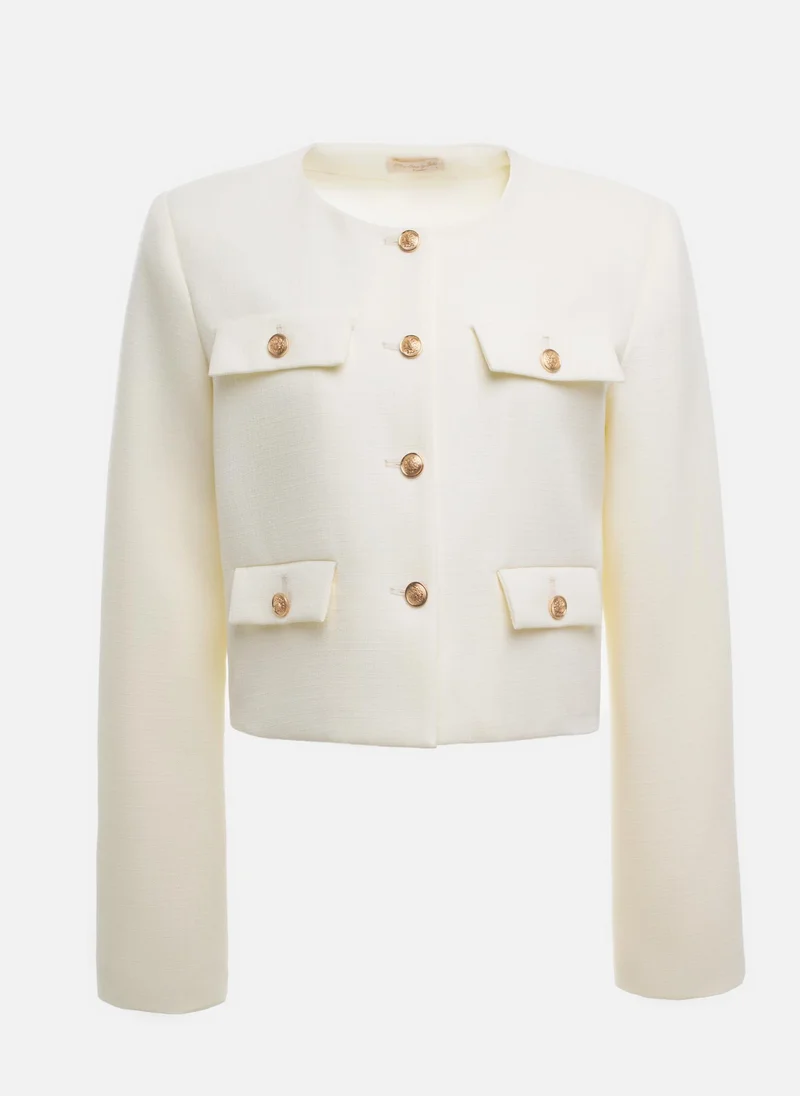 Lichi Cropped straight jacket with large buttons