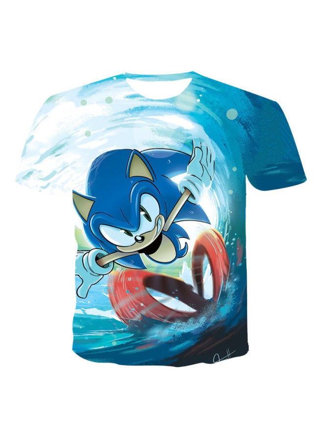 null - Summer Sonic 3D DigiTal CarToon PrinTeD T-shirT RounD Neck Casual ShorT Sleeves WiTh PicTures AnD DiscounT-Color:63156-Size:XXL - Image 1