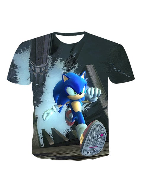 Summer Sonic 3D DigiTal CarToon PrinTeD T-shirT RounD Neck Casual ShorT Sleeves WiTh PicTures AnD DiscounT-Color:63156-Size:XXL