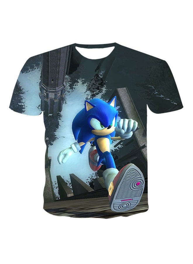 null - Summer Sonic 3D DigiTal CarToon PrinTeD T-shirT RounD Neck Casual ShorT Sleeves WiTh PicTures AnD DiscounT-Color:63156-Size:XXL - Image 1