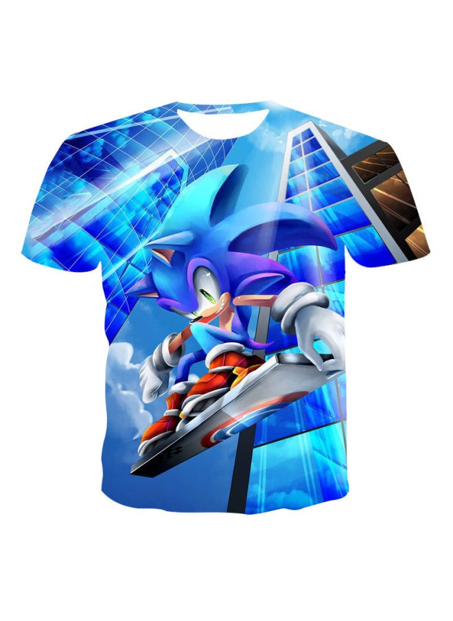 null - Summer Sonic 3D DigiTal CarToon PrinTeD T-shirT RounD Neck Casual ShorT Sleeves WiTh PicTures AnD DiscounT-Color:63156-Size:XXL - Image 1