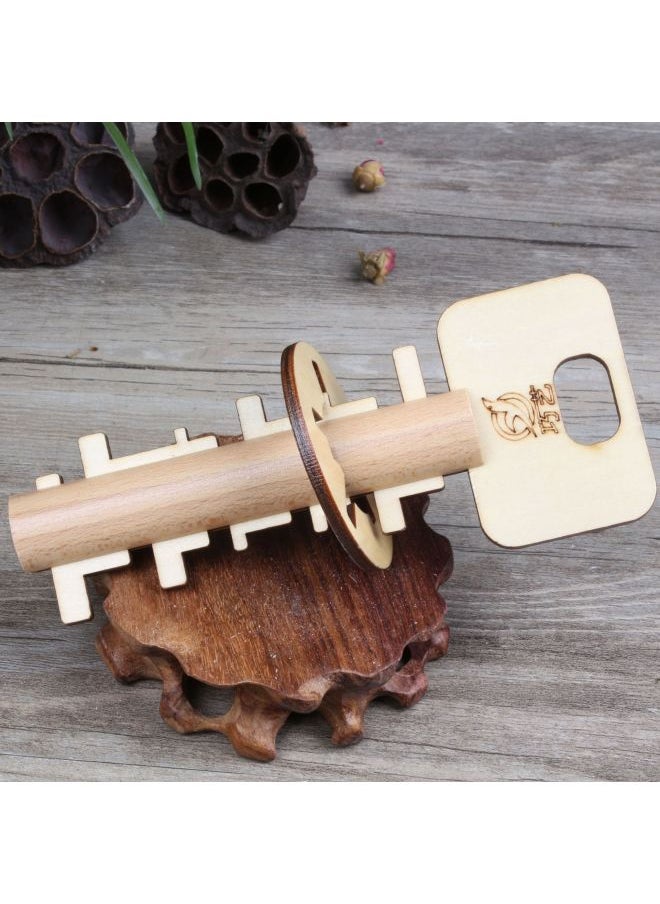 Six-way Luban Lock Student Competition Yi Cheng Zhi Toy Unlock Disassembly And Disassembly Six-post Kongming Lock One Or Two Generation Six-lock-Color:Wooden Key  - Image 1