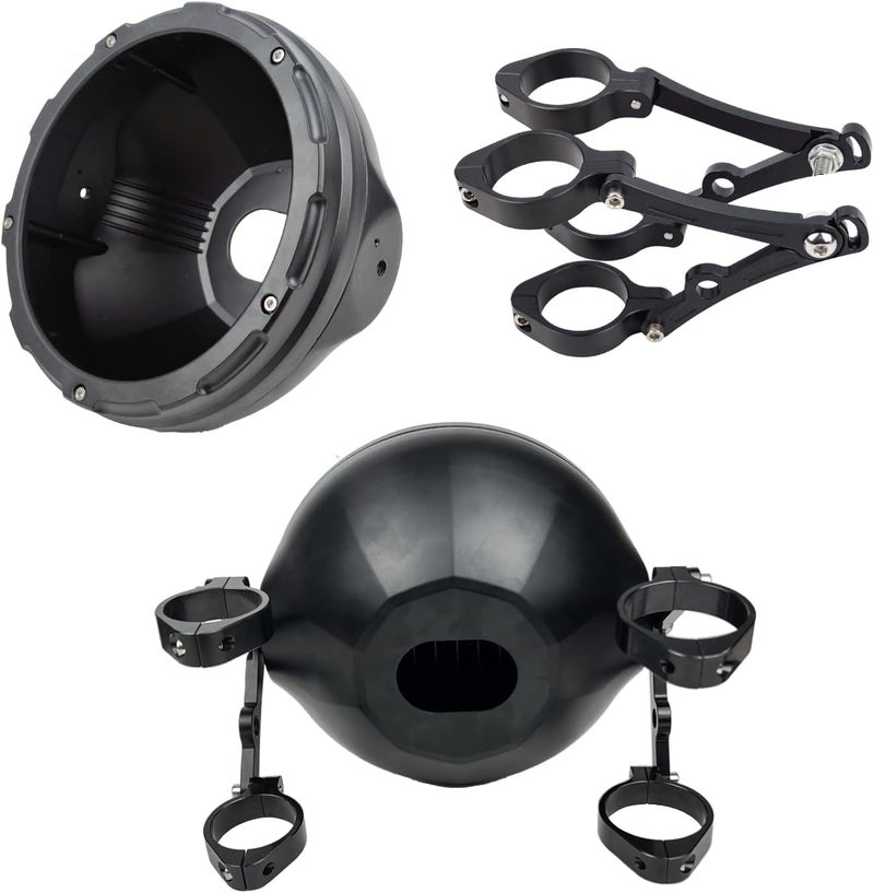 HARPUOU 7-Inch Aluminum Alloy CNC Motorcycle Headlight Housing Bucket with Side Mounting Bracket - Image 3