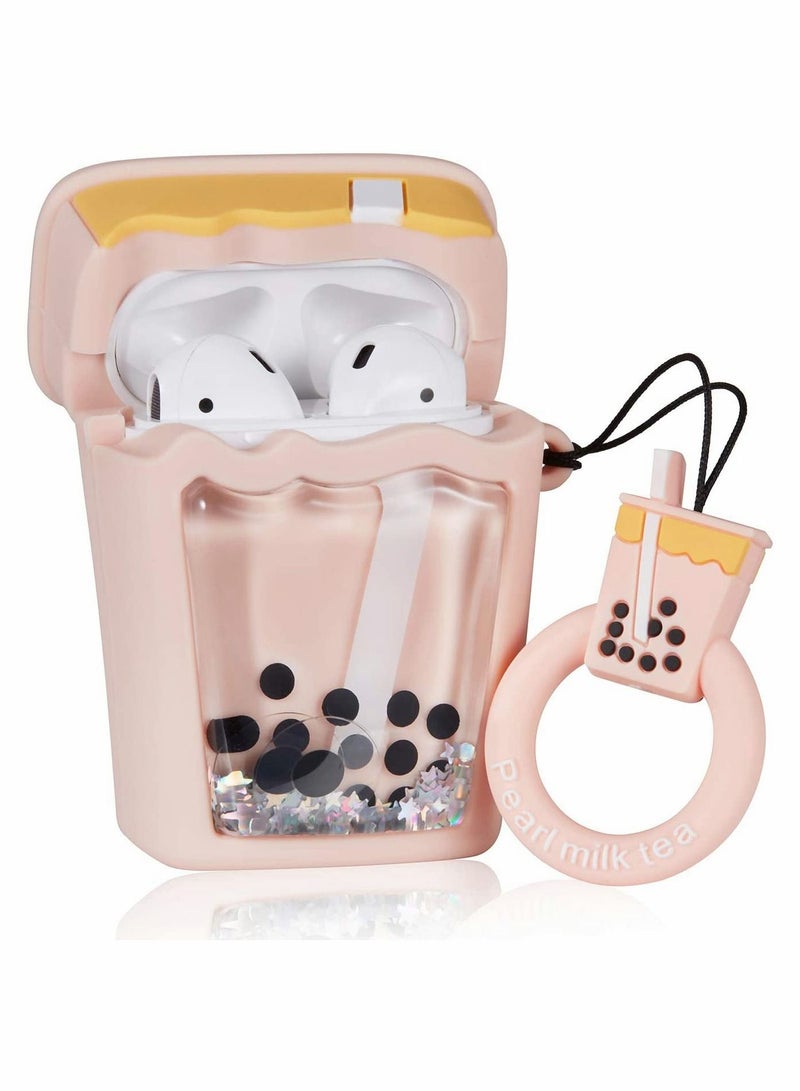 Excefore for Airpods 1/2 Cute Case, Fashion Soft Silicone Airpod Skin, Funny Shining Bling Twinkle Design Accessories Cover Kids Teens Girls, Quicksand Tea - Image 2