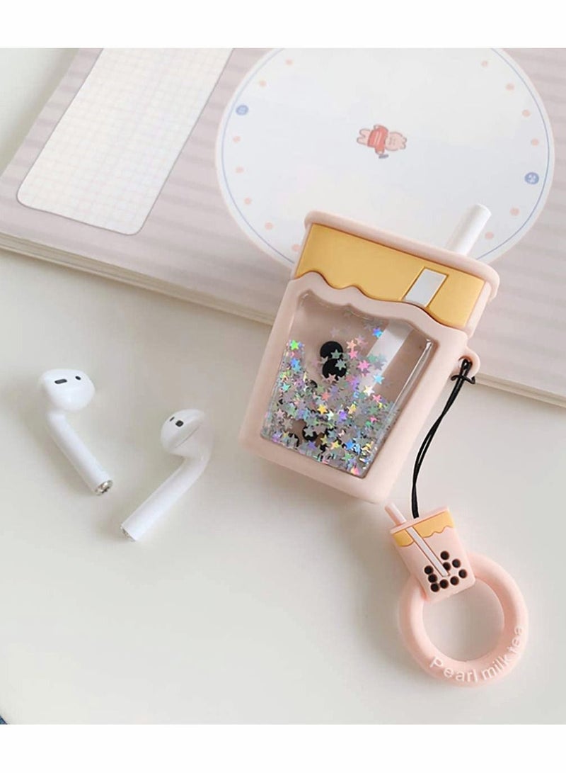 Excefore for Airpods 1/2 Cute Case, Fashion Soft Silicone Airpod Skin, Funny Shining Bling Twinkle Design Accessories Cover Kids Teens Girls, Quicksand Tea - Image 4