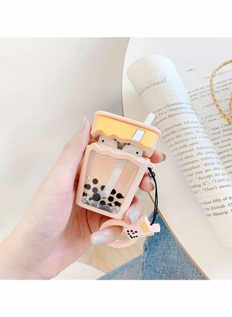 Excefore for Airpods 1/2 Cute Case, Fashion Soft Silicone Airpod Skin, Funny Shining Bling Twinkle Design Accessories Cover Kids Teens Girls, Quicksand Tea - Image 3