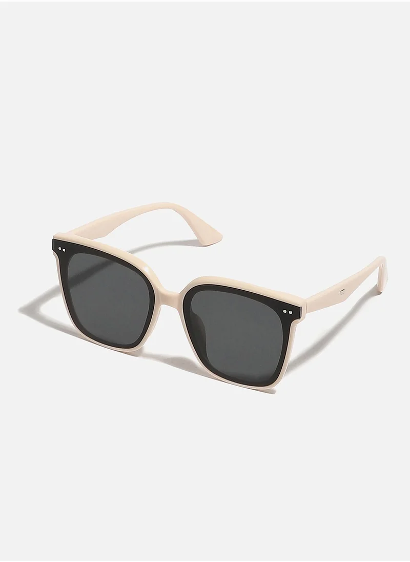 Haute Sauce Tinted Lens White Frame Oversized Sunglass