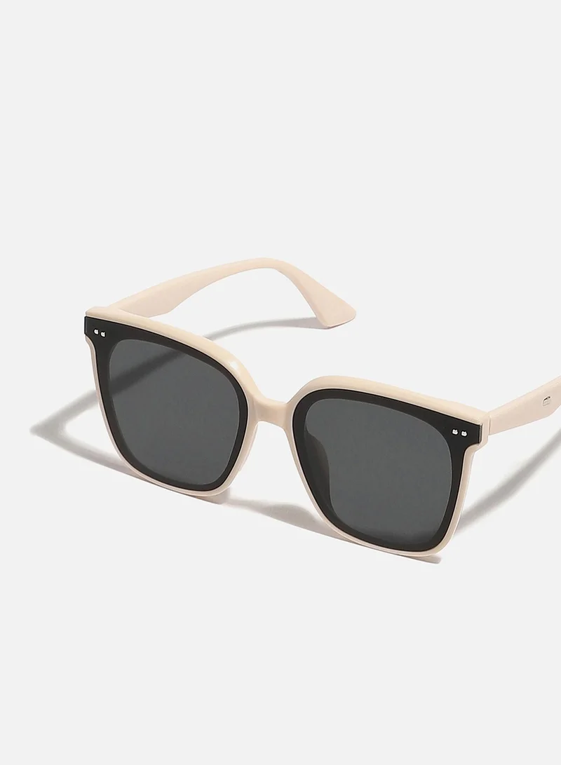 Haute Sauce Tinted Lens White Frame Oversized Sunglass