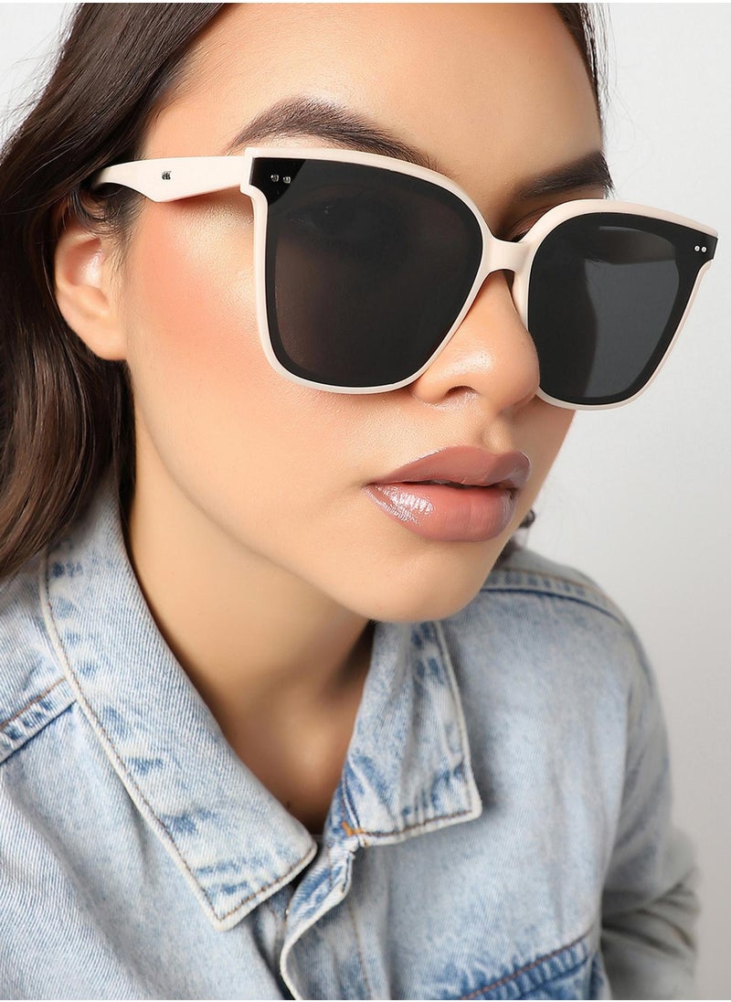 Haute Sauce - Tinted Lens White Frame Oversized Sunglass - Image 1