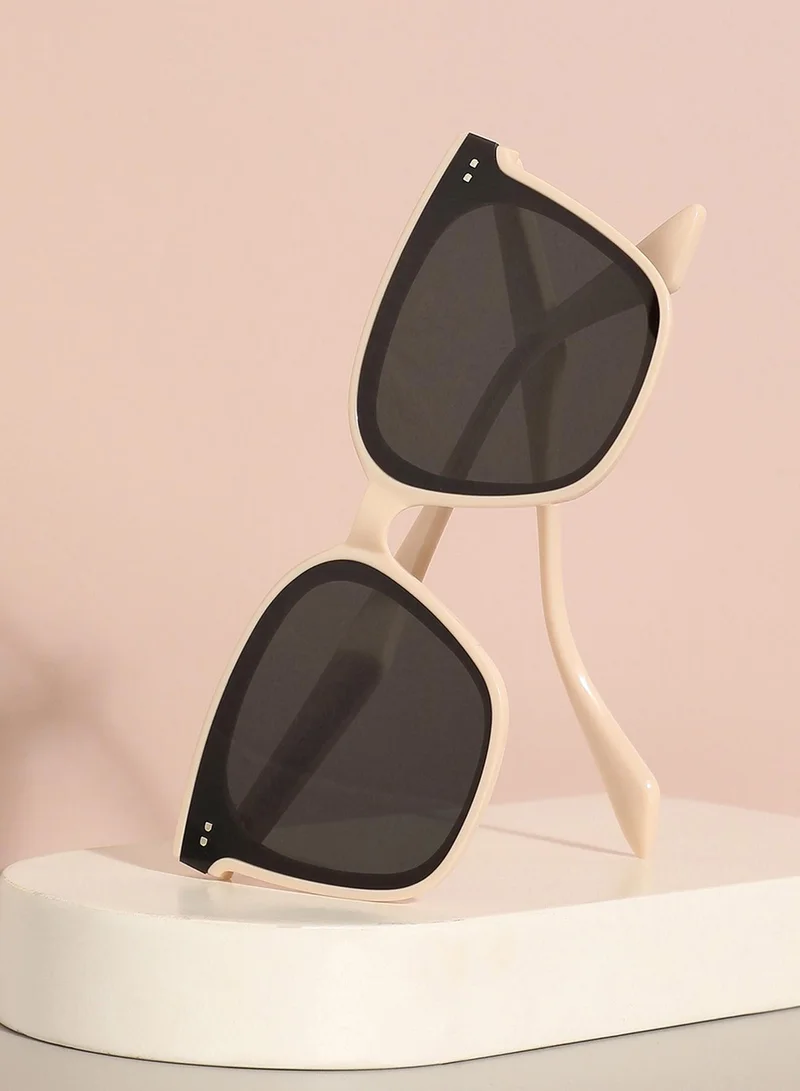 Haute Sauce Tinted Lens White Frame Oversized Sunglass