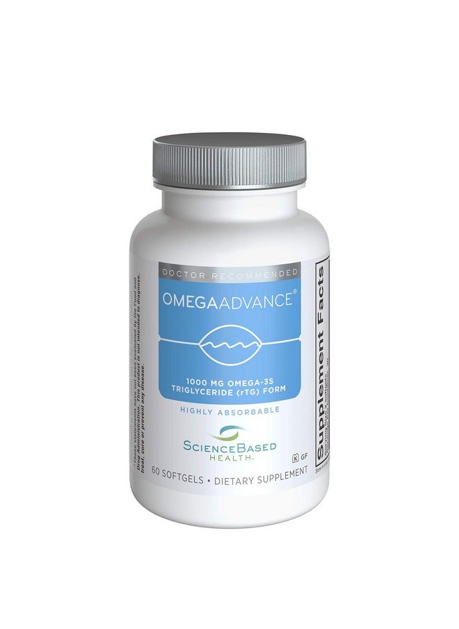 ScienceBased Health Omegaadvance Omega3 Fish Oil Supplement Pure No Metals Or Contaminants 1000 Mg Epa  Dha Triglyceride Form Lutein  Zeaxanthin 60 Softgels  - Image 1
