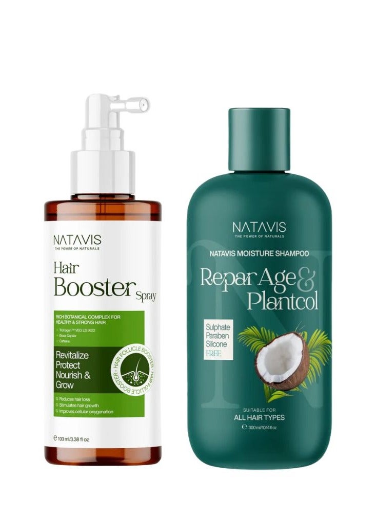 شامبو مرطب 300 مل ورذاذ معزز للشعر 100 مل) خالي من الكبريتات والسيليكون والبارابين