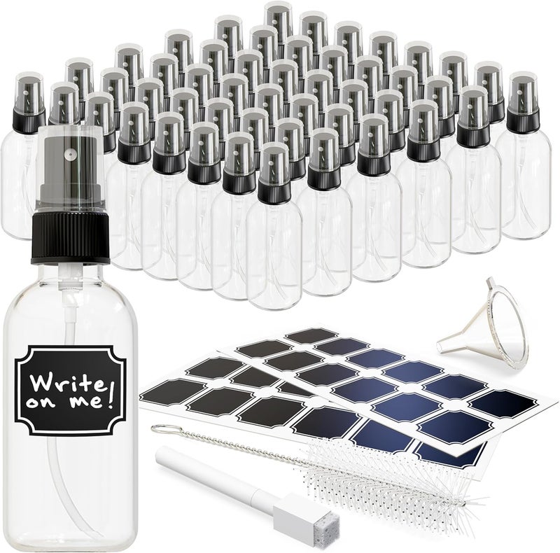 NEVLERS Nevlers 48 Pack Clear Glass Spray Bottles 2 Oz Mini Spray Bottles | Versatile Ultra Fine Mist Spray Bottles for Face | Small Spray Bottle & Hair Spritzer Bottle | Glass Spray Bottles Small 