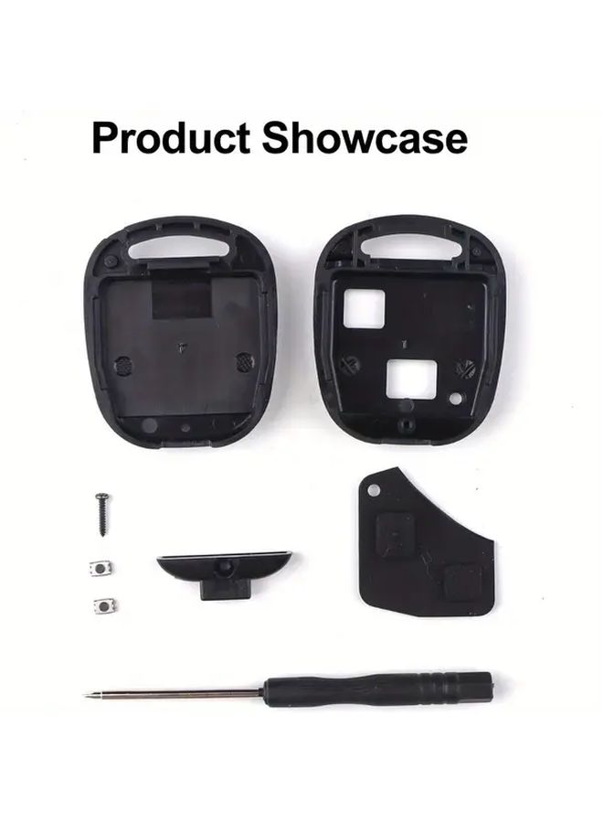 2 Sets Black Car Key Covers Remote Control 2 Button Key Fob Repair Kit Rubber Pads - Image 3